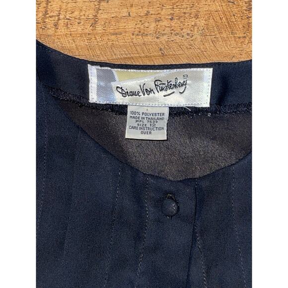 Womens Diane von Furstenberg Black Long Sleeve Soft Button Down Blouse Size 12 - Picture 4 of 7